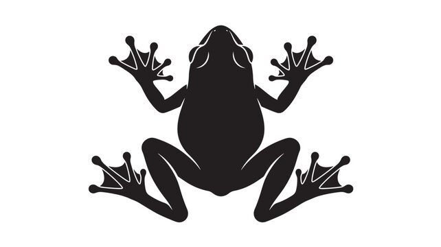 Frog Silhouette Icon with Stylized Black Wings and Splashing Decorative Shapes for Playful Graphic Design