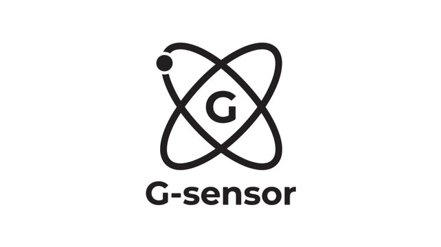 G Sensor Atom Icon with Stylized Nucleus and Letter G for Generic Motion Detection Technology Concept