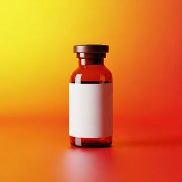 A single amber glass vial designed for light-sensitive compounds, commonly used in biotechnology, medical testing, and pharmaceutical storage, healthcare, container, analysis