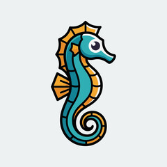 Fototapeta premium Stylized Cartoon Seahorse Illustration.