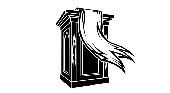 Church pulpit vector with flowing banner for religious services