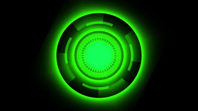 Heads up display animation spins bright green HUD loops. Technical heads up display animation maps concentric circle paths. Clean heads up display animation displays tracking graphics.