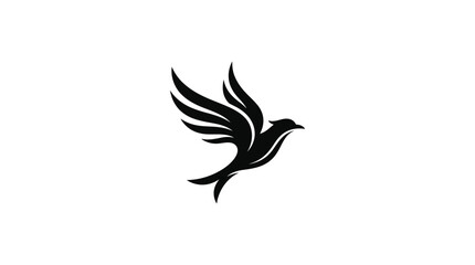 Fototapeta premium Black Bird Flying Silhouette Icon.