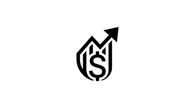 Black Dollar Sign with Arrow Logo.