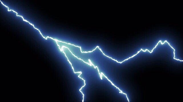 Electric lightning vfx captures a bright blue energy streak against night. Perfect for scifi, technology, or power concept designs. 4K - Alpha Channel