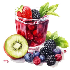 Fruit Nectar, watercolor painting, vector illustration, isolated on a white background. © Andrews