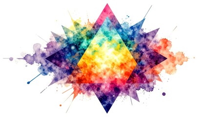 Fototapeta premium Abstract colorful geometric watercolor painting with overlapping triangles in vibrant hues