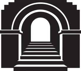 Fototapeta premium Archway, Staircase, Black and White Vector, Icon, Illustration