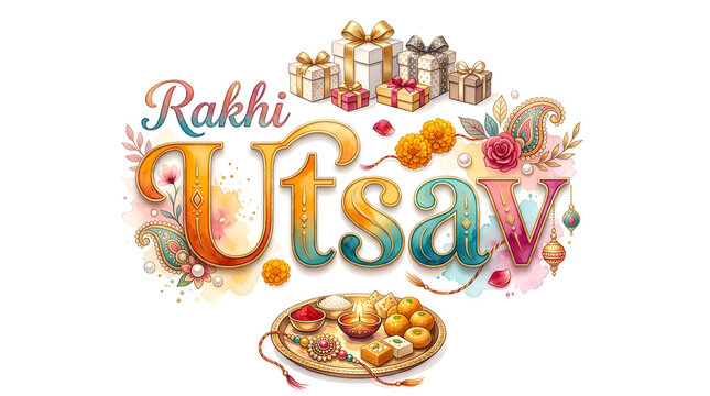 Indian festival rakhi utsav typography banner poster concept in illustration.
