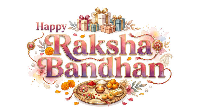 Happy raksha bandhan calligraphy banner poster logo concept on background.
