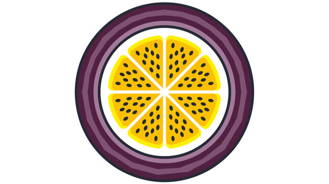 Passion Fruit Markisa Flat Vector Icon Cross Section Transparant Background Tropical Fruit Symbol