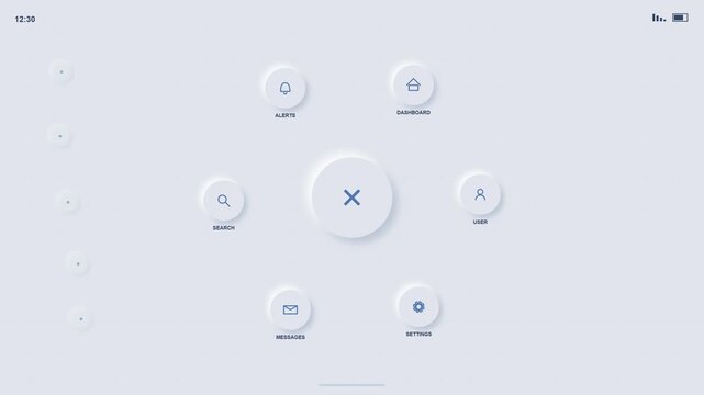 Neumorphic UI Interaction Animation: Expanding Menu and Button Clicks