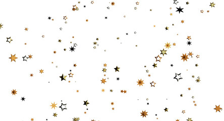 Obraz premium Elegant gold star confetti on a white background, perfect for adding a touch of celebration. Ideal for design and festiv