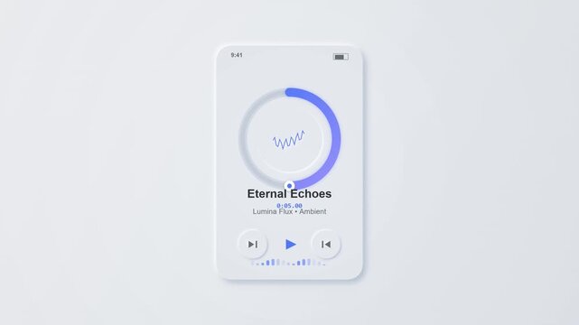 Neumorphic Music Player UI Animation - Digital Interface Motion