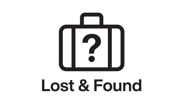 Briefcase Icon with Question Mark and Text &ldquo;Lost & Found&rdquo; for Missing Items, Signage, and Service Concept Design