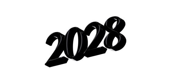 Stylish 2028 design in black with 3D glossy effect. Perfect for New Year greetings, events, or futur © vegefox.com