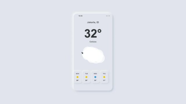 Neumorphic Weather App UI Animation - Temperature Forecast