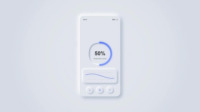 Neumorphic UI Mobile Screen Progress Bar Animation | Technology Concept
