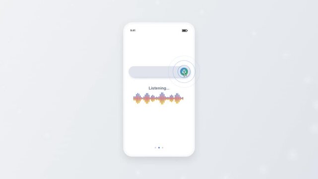 Neumorphic UI animation: Voice search input and audio waveform display