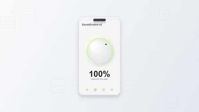 Neumorphism UI control slider animation for volume or settings adjustment