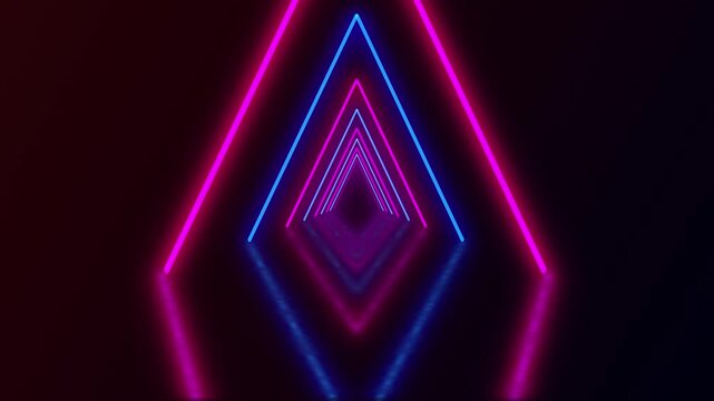 Abstract 3D neon synthwave background with magenta triangle corridor.mp4