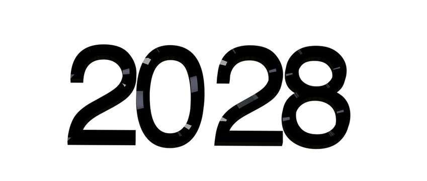 2028 text isolated. Concept of the future, new year, and countdown. Ideal for design, banner, calend