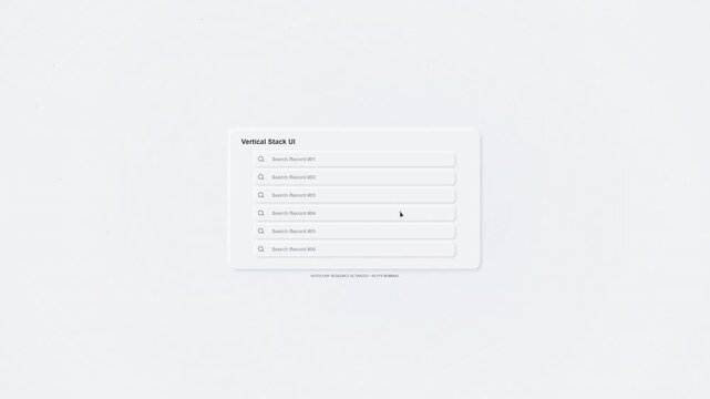 Neumorphic UI Animation: Search List Interaction with Cursor