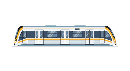 Modern subway commuter train side view flat vector illustration isolated on white. © Janda