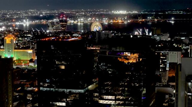 Rio De Janeiro Skyline At Night In Rio De Janeiro Brazil. Highrise Buildings Landscape. Downtown Cityscape. Night City. Rio De Janeiro Skyline In Rio De Janeiro Brazil. Tourism Landmark.