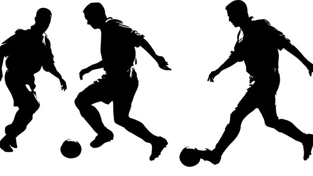 Synchronized runners in black silhouette action poses.
