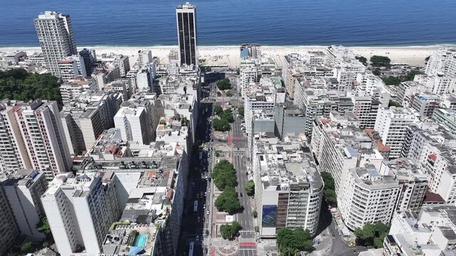 Princess Isabel Avenue In Rio De Janeiro In Brazil. Freeway Landscape. Downtown City. Copacabana Beach Skyline. Princess Isabel Avenue In Rio De Janeiro In Brazil. Tourism Landmark.