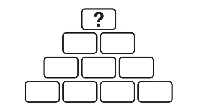 Question Mark Icon Above Three Blank Answer Boxes for Quiz, Trivia, and Problem Solving Concept Design