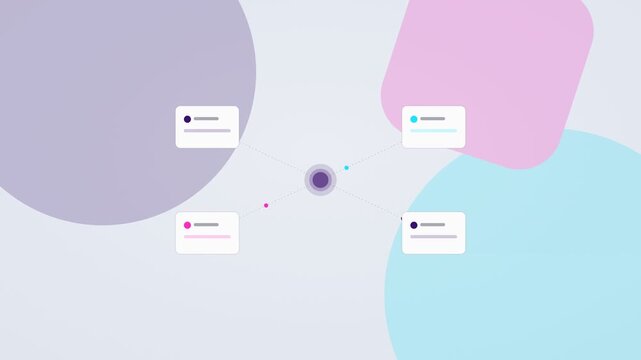 Animated purple and cyan AI agent automation workflow flat design loop