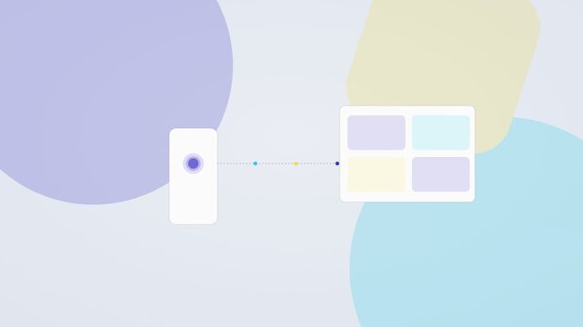 Animated indigo and aqua AI agent automation workflow flat design loop