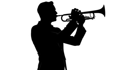 Naklejka premium Silhouette of person playing electric guitar passionately.
