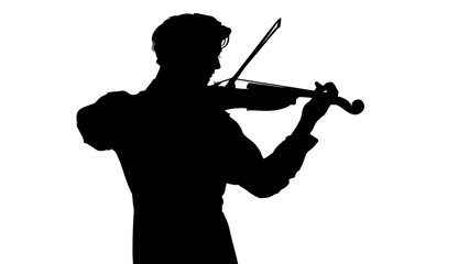 Fototapeta premium Singer performing with microphone on stage silhouette.
