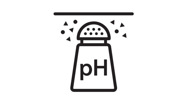 Ph Icon with Particles and a Horizontal Line Above It Featuring Ph, Chemistry, Science with Laboratory and Measurement Elements for Acidity