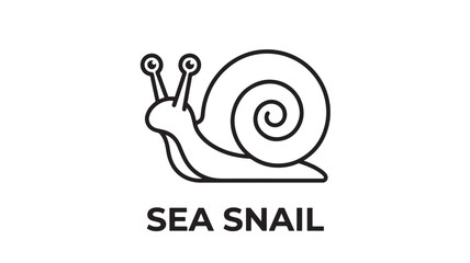 Snail Icon with Spiral Shell and Antennae, Line Art Graphic for Ocean Life Concept and Nature Branding © RASHIDAPARVIN