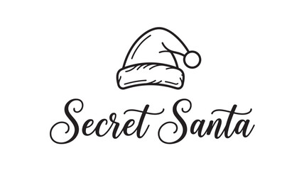 Santa Hat Icon with Secret Santa Script Text, Holiday Typography Design for Festive Greeting and Winter Events © RASHIDAPARVIN