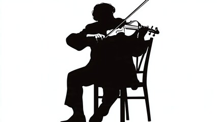 Fototapeta premium Solitary silhouette of a person playing acoustic guitar outdoors.