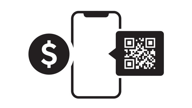 Mobile Phone Displaying Qr Code with Dollar Sign Icon Featuring Payment, Digital Payment, Smartphone with Scan and Transaction Elements for Finance