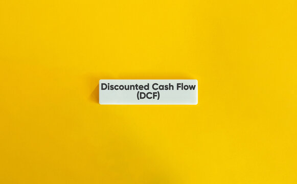 Discounted Cash Flow (DCF) valuation method on yellow background