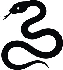 Fototapeta premium Black snake illustration with forked tongue