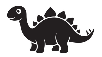 Triceratops Dinosaur Icon with Black Silhouette and Horns, Simple Cartoon Style on White Background Featuring Prehistoric, Mascot, Fauna with Extinct © Moinul