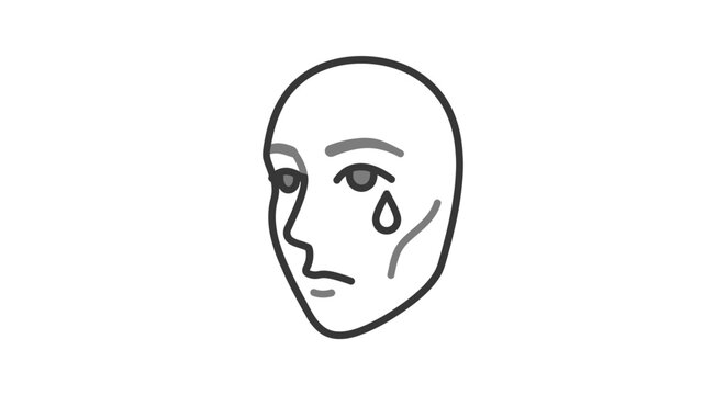 Human face icon with single tear falling.