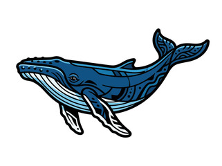 Stylized Blue Whale Illustration with Intricate Patterns © bagus