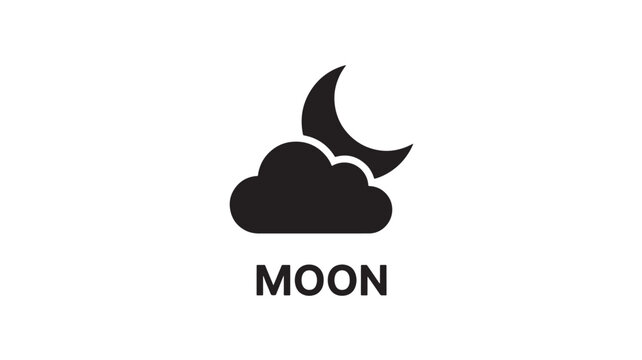 Moon and Cloud Icon with Crescent Shape and Bold Typography Reading Moon on a Clean White Background