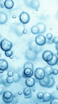 Abstract blue water bubbles background with floating air spheres.