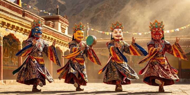 Traditional Cham Dance at Hemis Festival in Ladakh