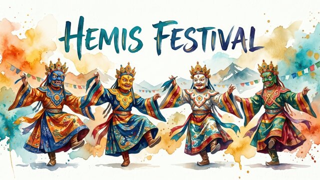 Artistic Hemis Festival Typography and Ladakhi Cultural Dance